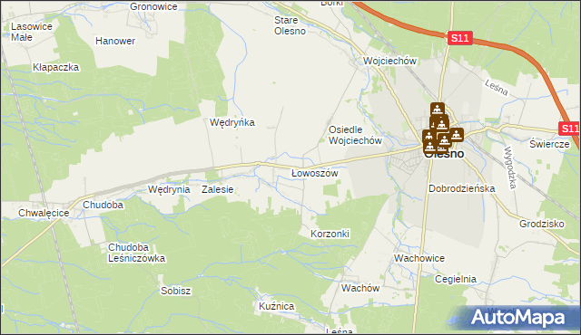 mapa Łowoszów, Łowoszów na mapie Targeo