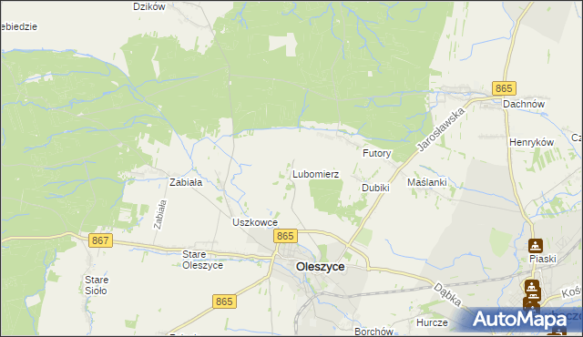 mapa Lubomierz gmina Oleszyce, Lubomierz gmina Oleszyce na mapie Targeo