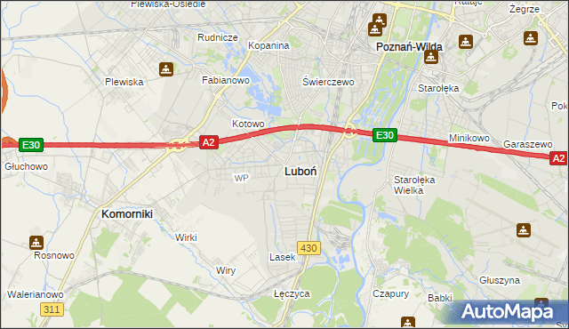 mapa Luboń powiat poznański, Luboń powiat poznański na mapie Targeo