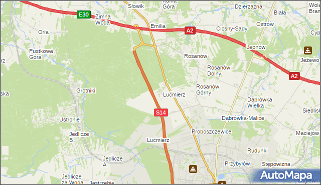 mapa Lućmierz-Ośrodek, Lućmierz-Ośrodek na mapie Targeo