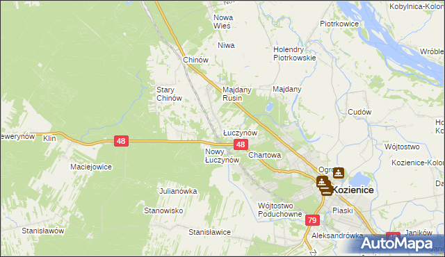 mapa Łuczynów gmina Kozienice, Łuczynów gmina Kozienice na mapie Targeo