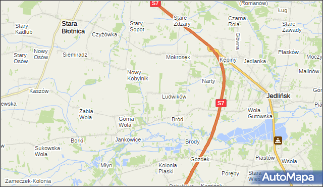 mapa Ludwików gmina Jedlińsk, Ludwików gmina Jedlińsk na mapie Targeo
