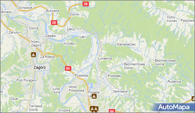 mapa Łukawica gmina Lesko, Łukawica gmina Lesko na mapie Targeo