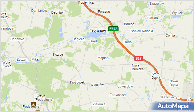 mapa Majdan gmina Trojanów, Majdan gmina Trojanów na mapie Targeo