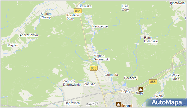 mapa Majdan Gromadzki, Majdan Gromadzki na mapie Targeo