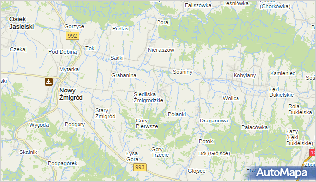 mapa Makowiska gmina Nowy Żmigród, Makowiska gmina Nowy Żmigród na mapie Targeo