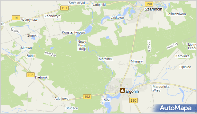 mapa Marcinek, Marcinek na mapie Targeo