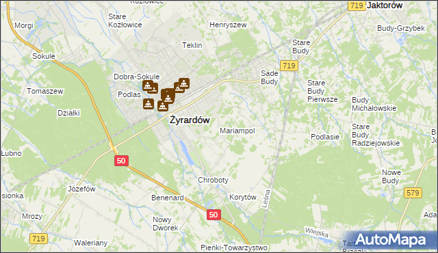 mapa Mariampol gmina Jaktorów, Mariampol gmina Jaktorów na mapie Targeo