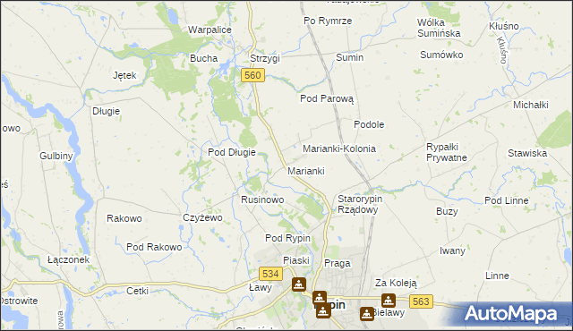 mapa Marianki gmina Rypin, Marianki gmina Rypin na mapie Targeo