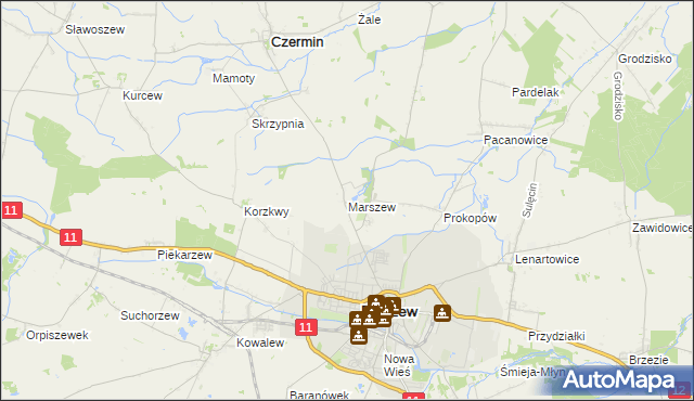 mapa Marszew gmina Pleszew, Marszew gmina Pleszew na mapie Targeo