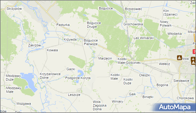 mapa Marzęcin, Marzęcin na mapie Targeo