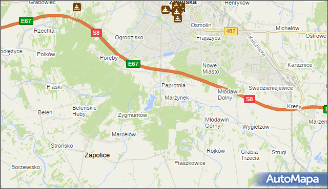 mapa Marżynek, Marżynek na mapie Targeo