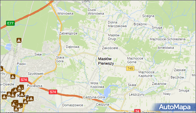 mapa Masłów Pierwszy, Masłów Pierwszy na mapie Targeo