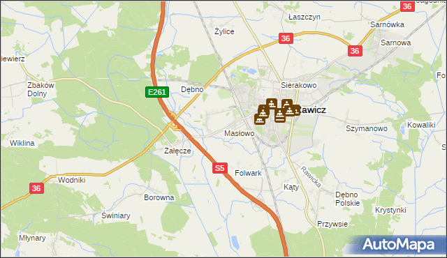 mapa Masłowo gmina Rawicz, Masłowo gmina Rawicz na mapie Targeo