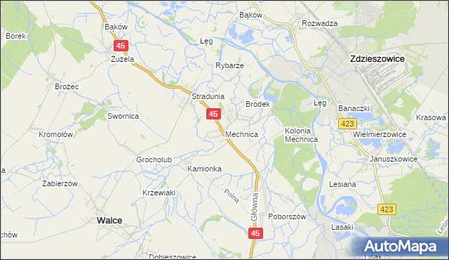 mapa Mechnica, Mechnica na mapie Targeo