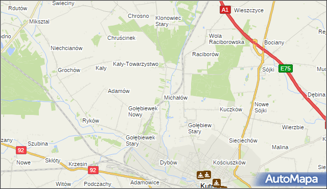 mapa Michałów gmina Kutno, Michałów gmina Kutno na mapie Targeo