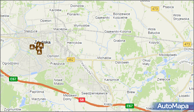 mapa Michałów gmina Zduńska Wola, Michałów gmina Zduńska Wola na mapie Targeo