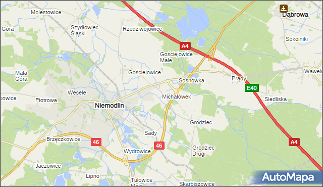 mapa Michałówek gmina Niemodlin, Michałówek gmina Niemodlin na mapie Targeo