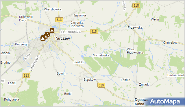 mapa Michałówka gmina Parczew, Michałówka gmina Parczew na mapie Targeo