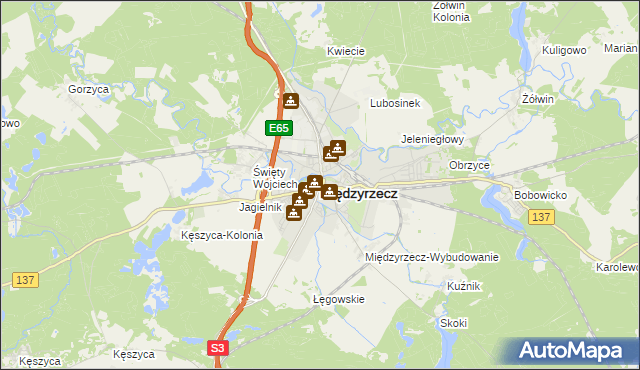 mapa Międzyrzecz, Międzyrzecz na mapie Targeo