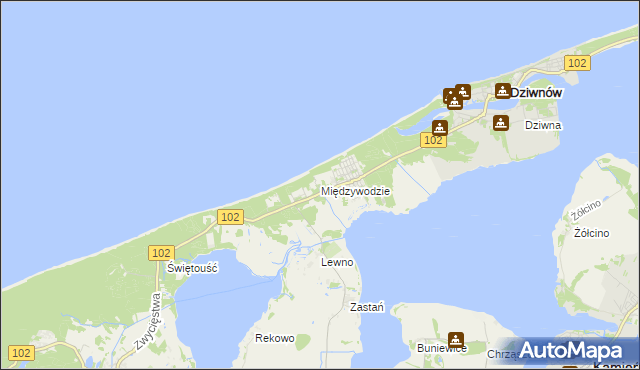 mapa Międzywodzie, Międzywodzie na mapie Targeo