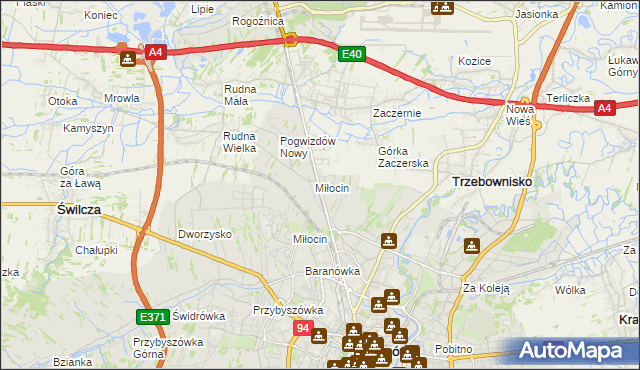 mapa Miłocin gmina Głogów Małopolski, Miłocin gmina Głogów Małopolski na mapie Targeo