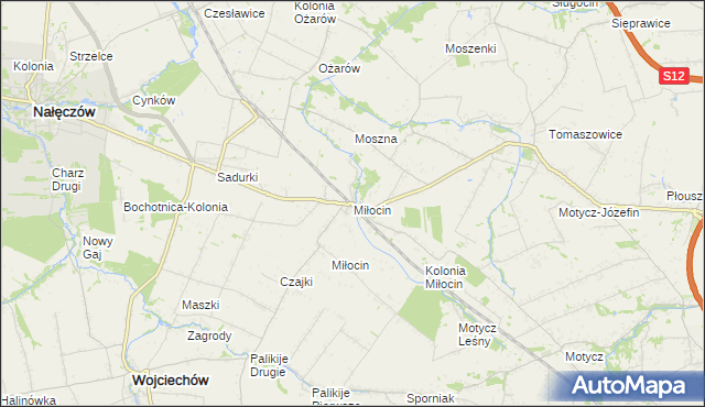 mapa Miłocin gmina Jastków, Miłocin gmina Jastków na mapie Targeo
