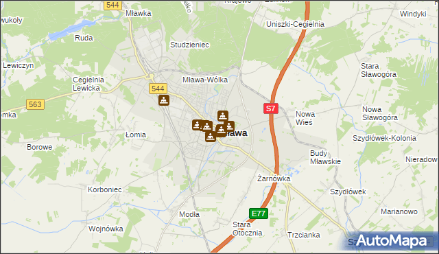 mapa Mława, Mława na mapie Targeo