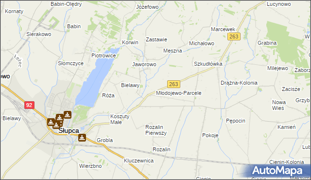 mapa Młodojewo-Parcele, Młodojewo-Parcele na mapie Targeo