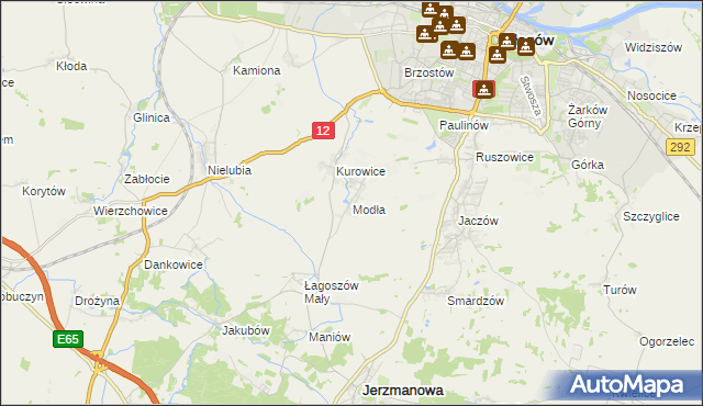 mapa Modła gmina Jerzmanowa, Modła gmina Jerzmanowa na mapie Targeo