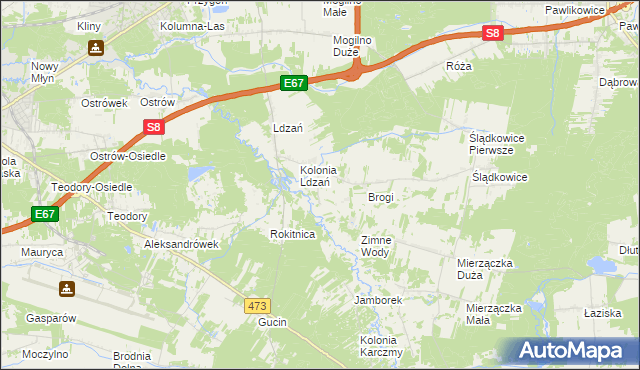 mapa Morgi gmina Dobroń, Morgi gmina Dobroń na mapie Targeo