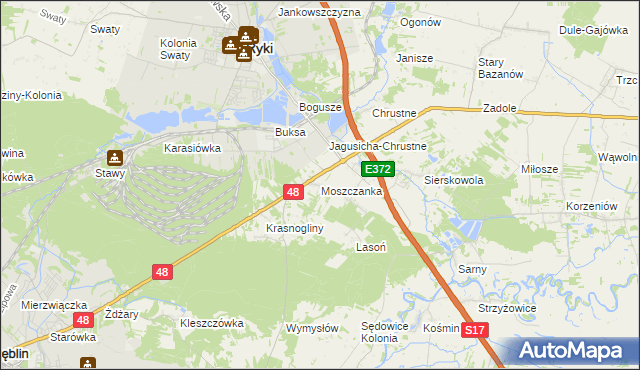 mapa Moszczanka gmina Ryki, Moszczanka gmina Ryki na mapie Targeo