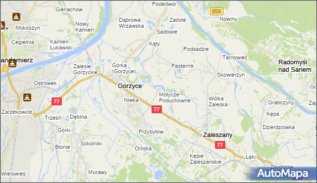 mapa Motycze Poduchowne, Motycze Poduchowne na mapie Targeo