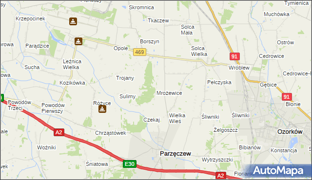 mapa Mrożewice, Mrożewice na mapie Targeo