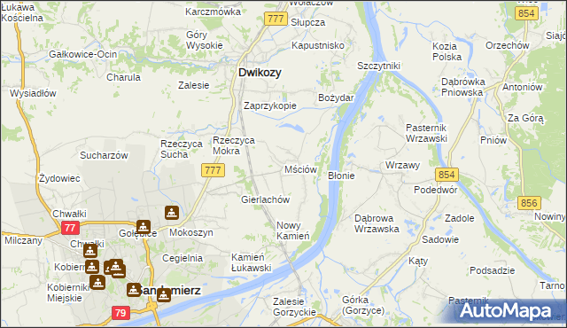 mapa Mściów, Mściów na mapie Targeo