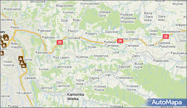 mapa Mszalnica, Mszalnica na mapie Targeo