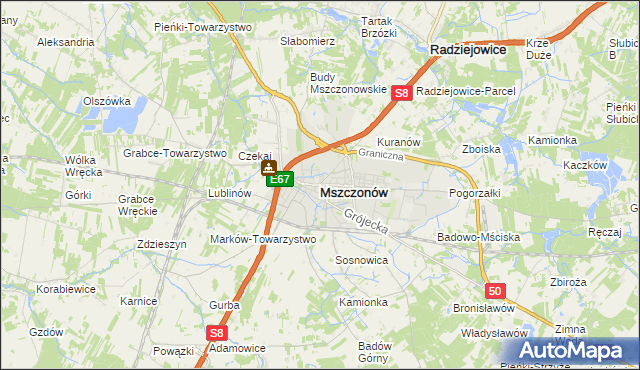 mapa Mszczonów, Mszczonów na mapie Targeo