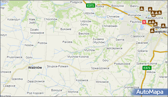 mapa Mychów, Mychów na mapie Targeo