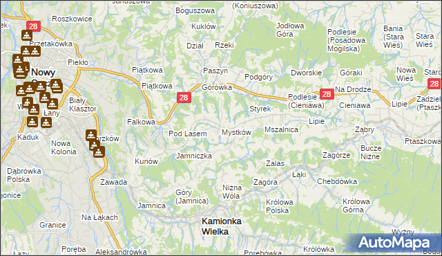 mapa Mystków, Mystków na mapie Targeo