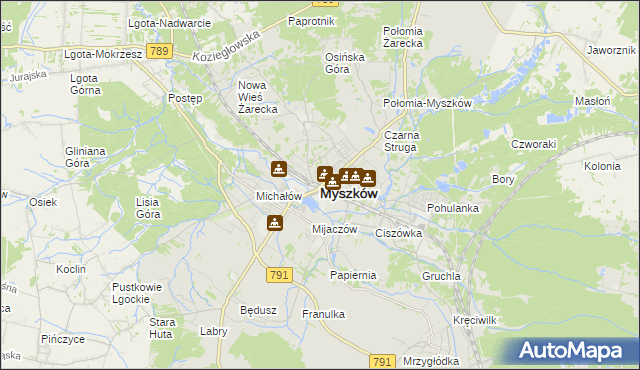 mapa Myszków, Myszków na mapie Targeo