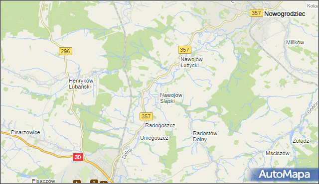 mapa Nawojów Śląski, Nawojów Śląski na mapie Targeo