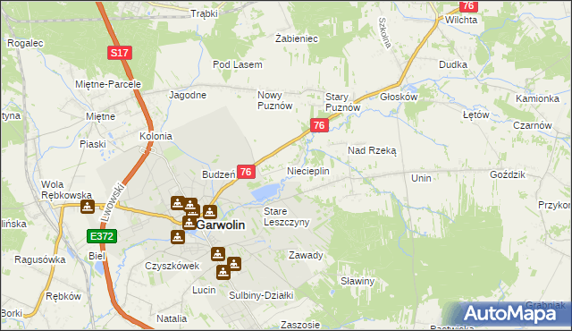 mapa Niecieplin, Niecieplin na mapie Targeo