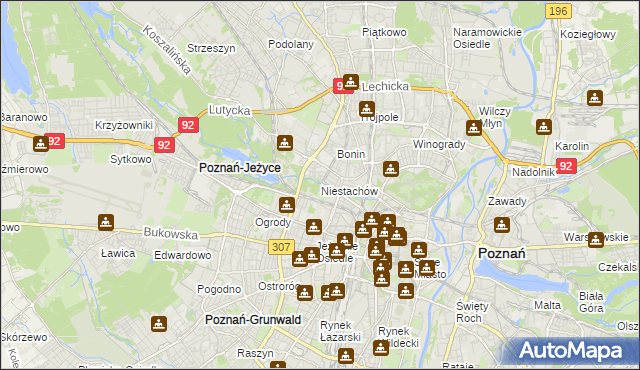 mapa Niestachów gmina Poznań, Niestachów gmina Poznań na mapie Targeo