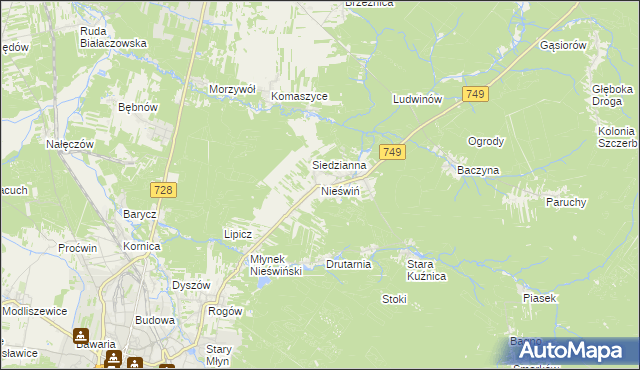 mapa Nieświń, Nieświń na mapie Targeo