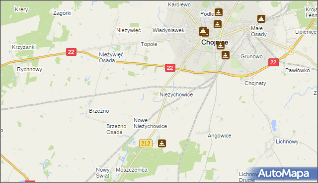 mapa Nieżychowice, Nieżychowice na mapie Targeo