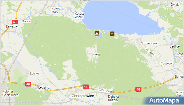 mapa Niwki gmina Chrząstowice, Niwki gmina Chrząstowice na mapie Targeo