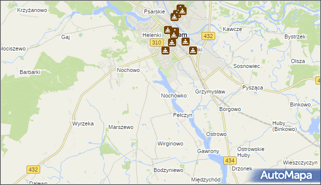 mapa Nochówko, Nochówko na mapie Targeo