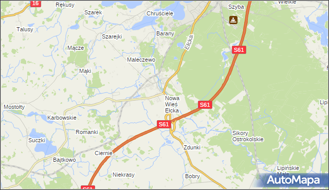 mapa Nowa Wieś Ełcka, Nowa Wieś Ełcka na mapie Targeo