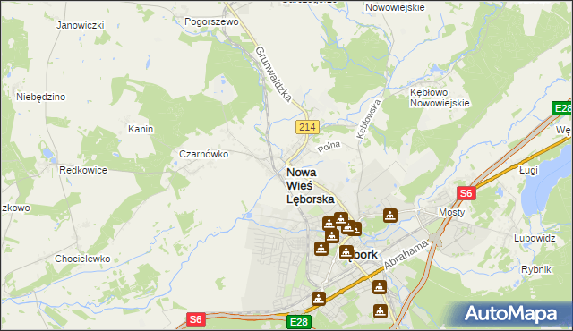 mapa Nowa Wieś Lęborska, Nowa Wieś Lęborska na mapie Targeo