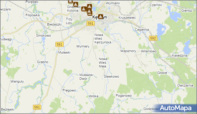 mapa Nowa Wieś Mała gmina Kętrzyn, Nowa Wieś Mała gmina Kętrzyn na mapie Targeo